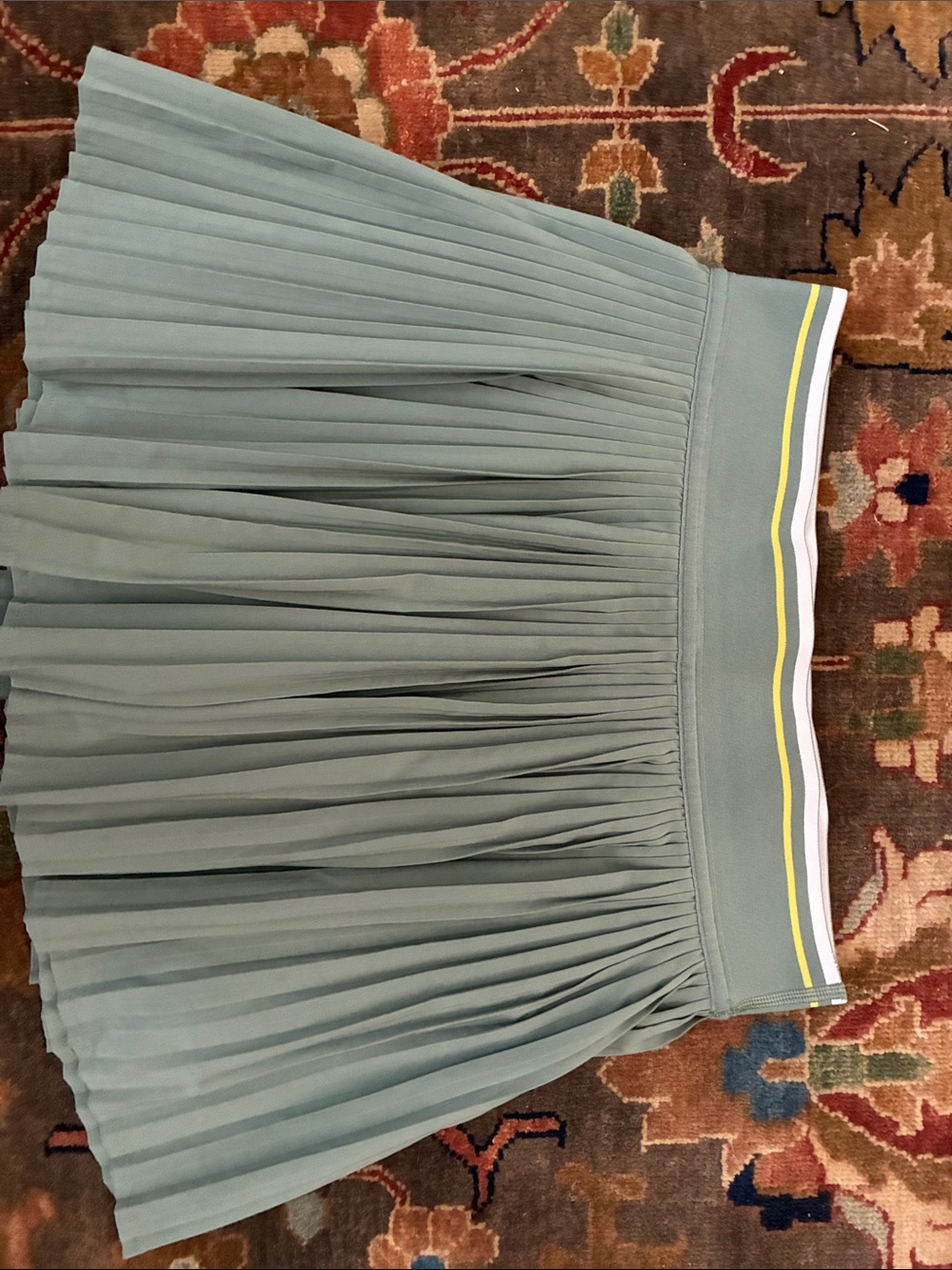 Lululemon Pleated Sage Green Skirt with Striped Waistband